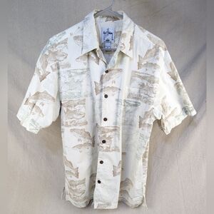 VINTAGE Guy Harvey Dad Shirt Hawaiian Fishing Theme Button Down LARGE